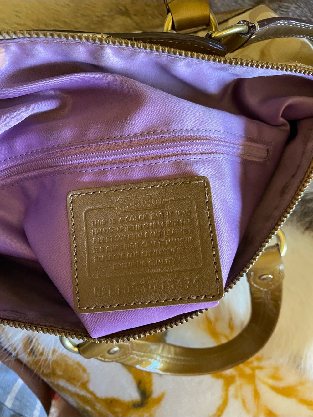 Coach Metallic Gold and Beige Signature Circle Shoulder Bag - Picture 6 of 6